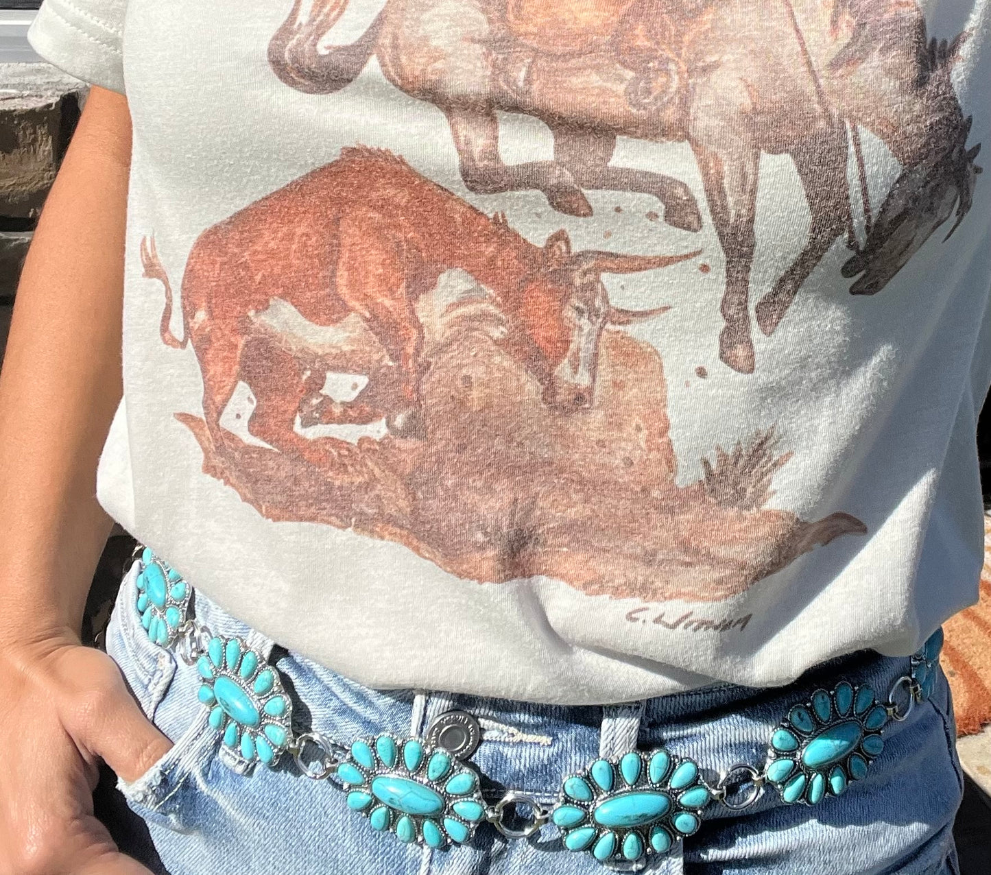 Turquoise Concho Belt - Size S/M