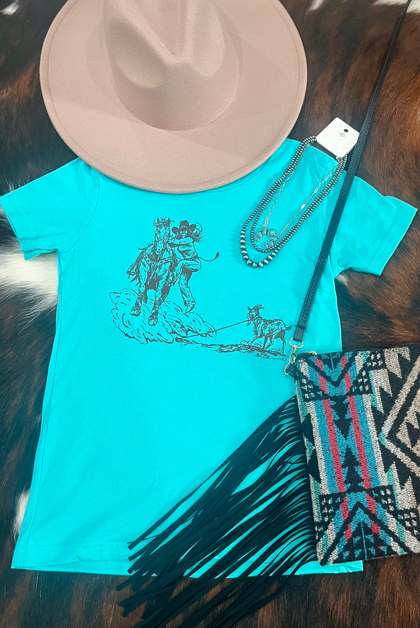 Goat Tying Girls Youth Tee