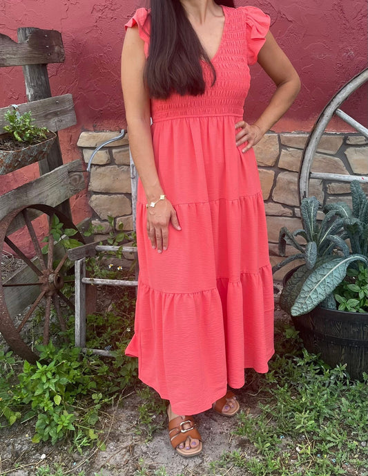 The Ella Maxi Dress (Coral)