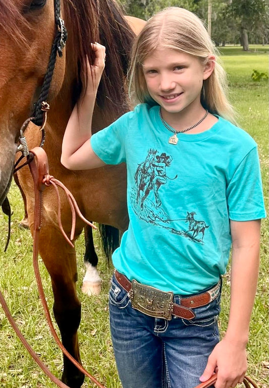 Goat Tying Girls Youth Tee