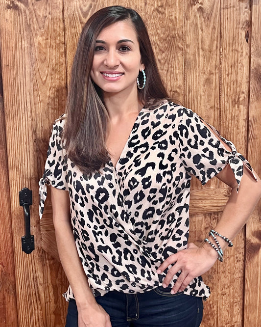 Leopard V Neck Top