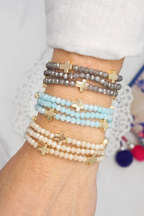 Cross Bracelet stack (Ivory)