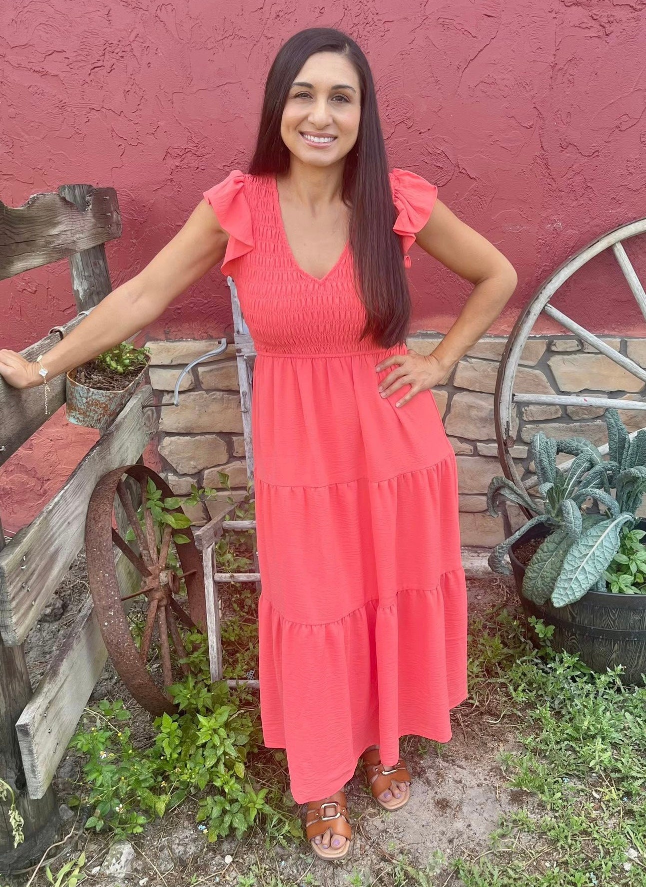 The Ella Maxi Dress (Coral)