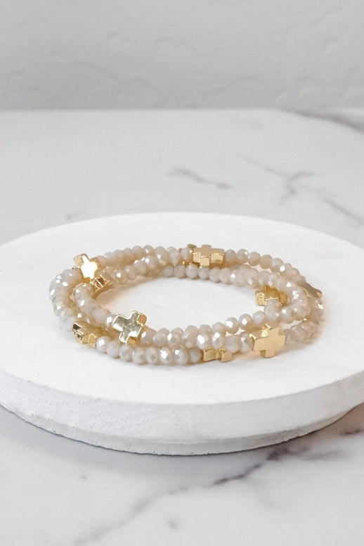 Cross Bracelet stack (Ivory)